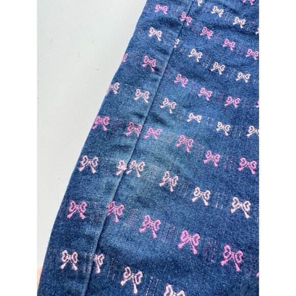 Vintage Girls' OSHKOSH B'GOSH Pink Bow Embroidered Blue Denim Overalls, Size 6 - Picture 6 of 15